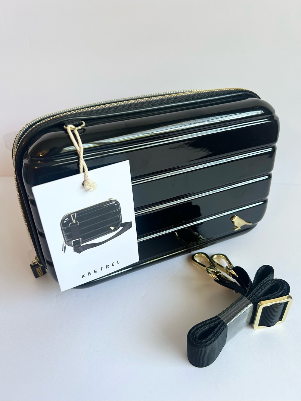 Kestrel Black Gloss Crossbody Bag